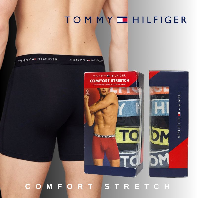 ROPA INTERIOR PARA CABALLERO TOMMY HILFIGER COMFORT STRETCH BOXER BRIEF 4 UNIDADES TALLA XTRA LARGE 36-38 (XL)