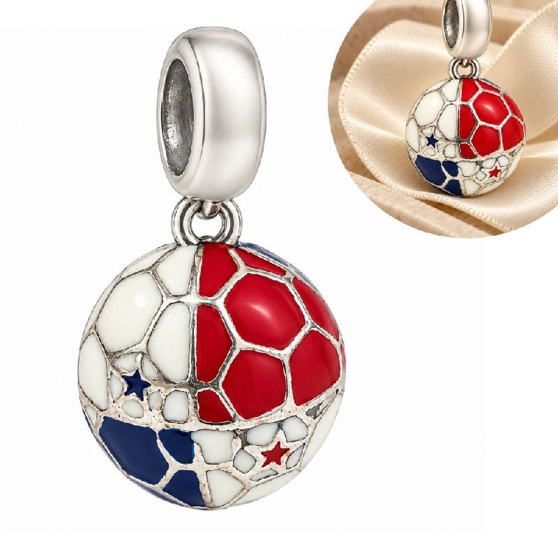 CHARM DE PLATA 9.25 CON DISEÑO DE PELOTA DE FUTBOL MEDIDA: 2CM PESO: 3.4G