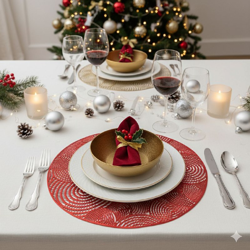 MANTELES INDIVIDUALES REDONDOS NAVIDEÑOS PARA COMEDOR DE COCINA DE PVC 38CM