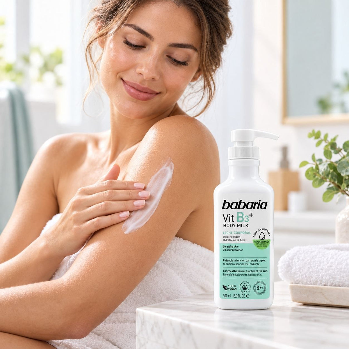 CREMA DE LECHE CORPORAL CON VITAMINA B3 BABARIA 500ML
