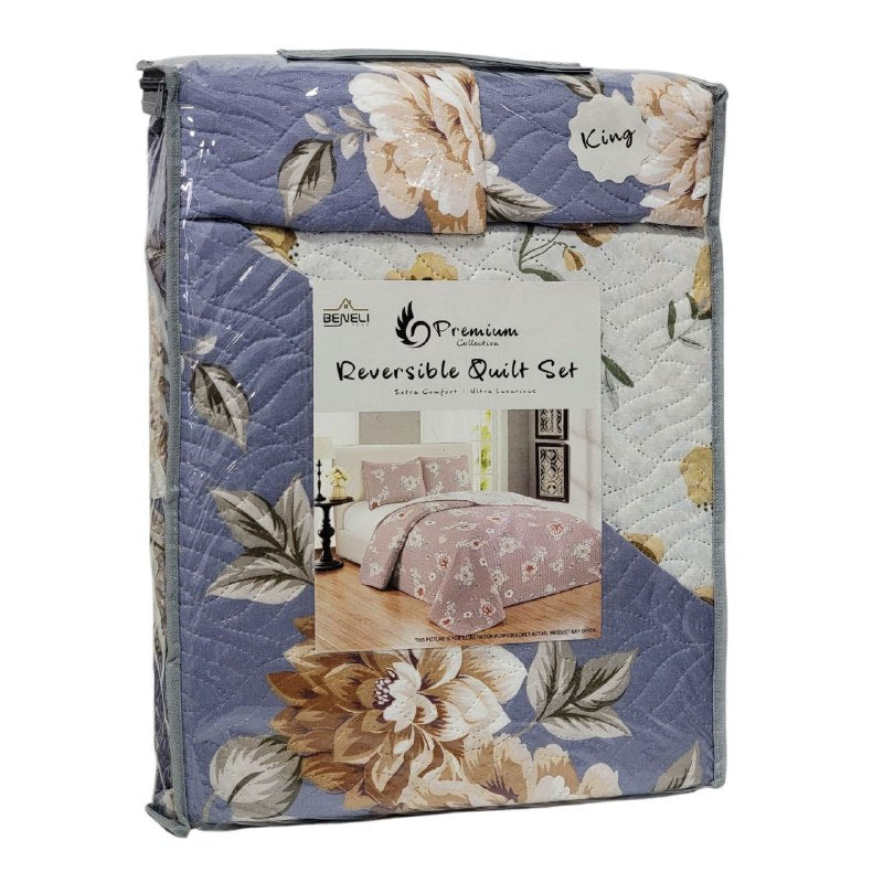 JUEGO DE SABANAS CAMERA TIPO EDREDON REVERSIBLE DE 3PCS KING BENELI HOME