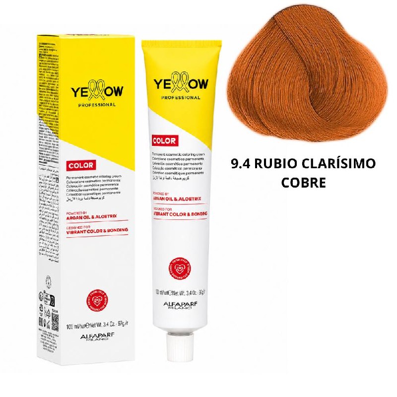 TINTE PERMANENTE PARA EL CABELLO CON ACEITE DE ARGAN Y ALOETRIX TONO 9.4 RUBIO CLARISIMO COBRE ALFAPARF 100ML