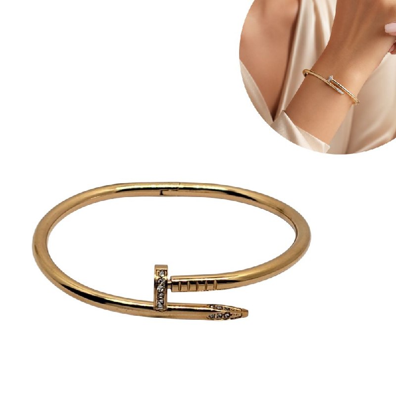 PULSERA DE ENCHAPE PARA DAMA CON DISEÑO DE CLAVO CARTIER 6.5CM