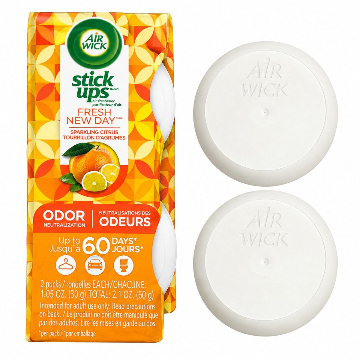 AMBIENTADOR ADHESIVO STICK UPS SPARKLING CITRUS AIR WICK 2 UNIDADES 60G