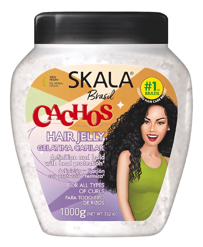 TRATAMIENTO CAPILAR EN CREMA GELATINA CAPILAR DE DEFINICION Y FIJACION CON PROTECCION TERMICA PARA TODO TIPO DE RIZOS SKALA BRASIL CACHOS HAIR KELLY 1000G