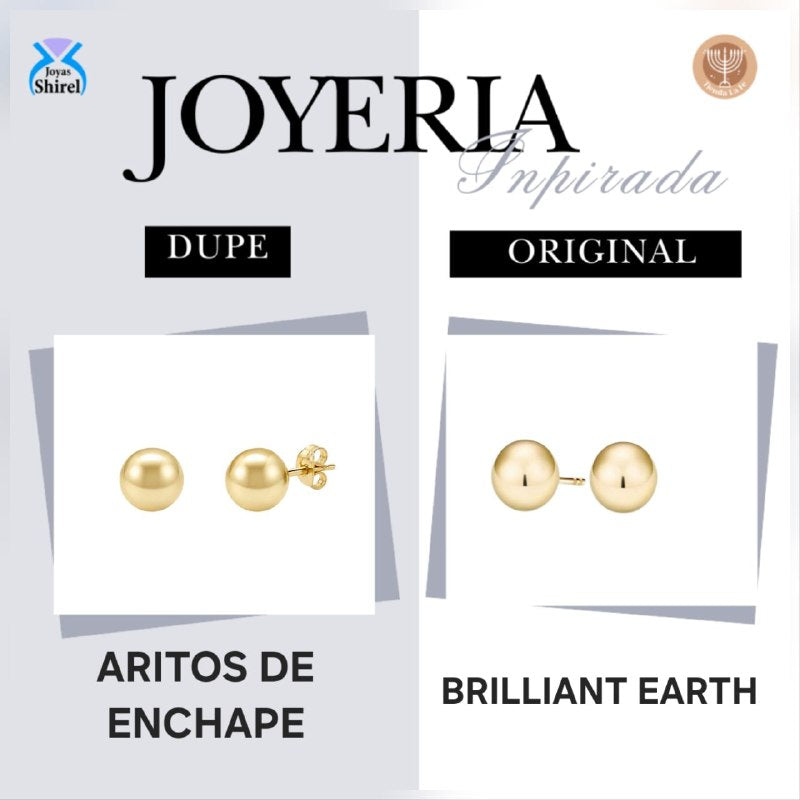 ARITOS DE ENCHAPE PARA DAMA CON DISENO DE ESFERA LISA LIZA