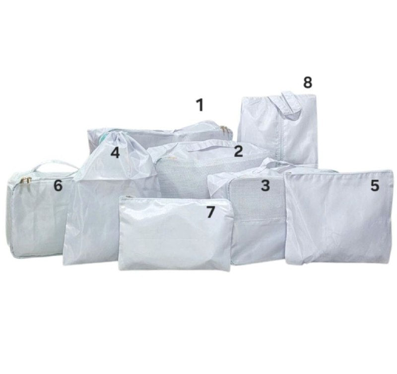BOLSAS ORGANIZADORAS EN SET PARA VIAJE DE 8 PIEZAS, ORGANIZAN Y MAXIMIZAR EL ESPACIO, RESISTENTE AL AGUA, 3 COLORES