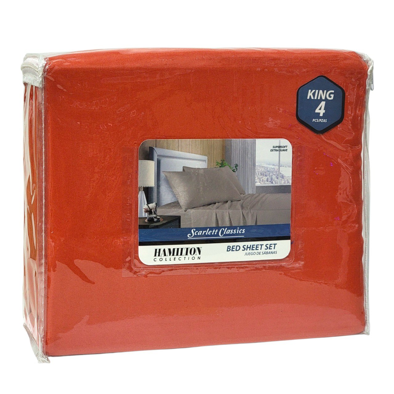 JUEGO DE SABANAS KING 4 PCS SCARLETT CLASSICS