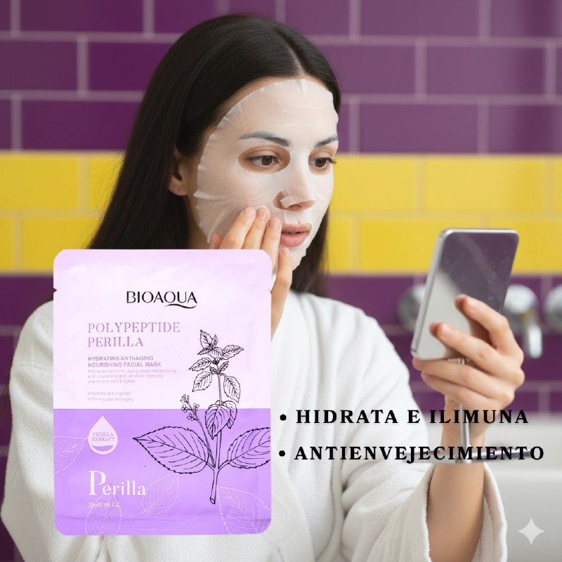 MASCARILLA FACIAL HIDRATANTE Y ANTIEDAD CON POLIPEPTIDOS Y EXTRACTO DE PERILLA BIOAQUA 25G