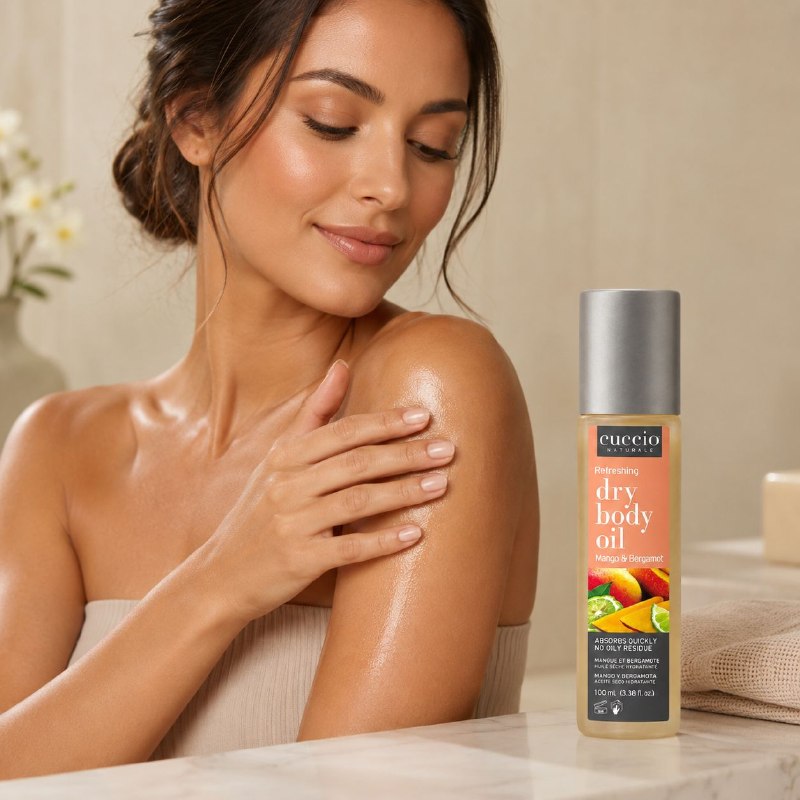 ACEITE CORPORAL SECO HIDRATANTE EN SPRAY CON AROMA A MANGO Y BERGAMOTA CUCCIO 100ML