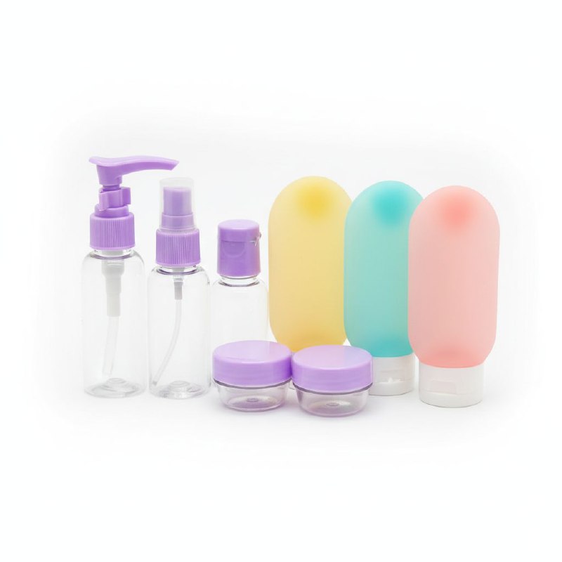 SET PARA VIAJAR VACIAS, EFICIENCIA DE ALMACENAMIENTO COMODO DE 7 PIEZAS, PARA LIQUIDOS Y CREMAS PARA VIAJES TRAVEL