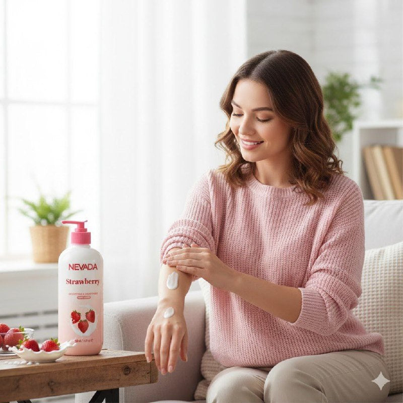 CREMA CORPORAL HIDRATANTE, NUTRITIVA E ILUMINADORA CON AROMA A FRESA NEVADA 500ML