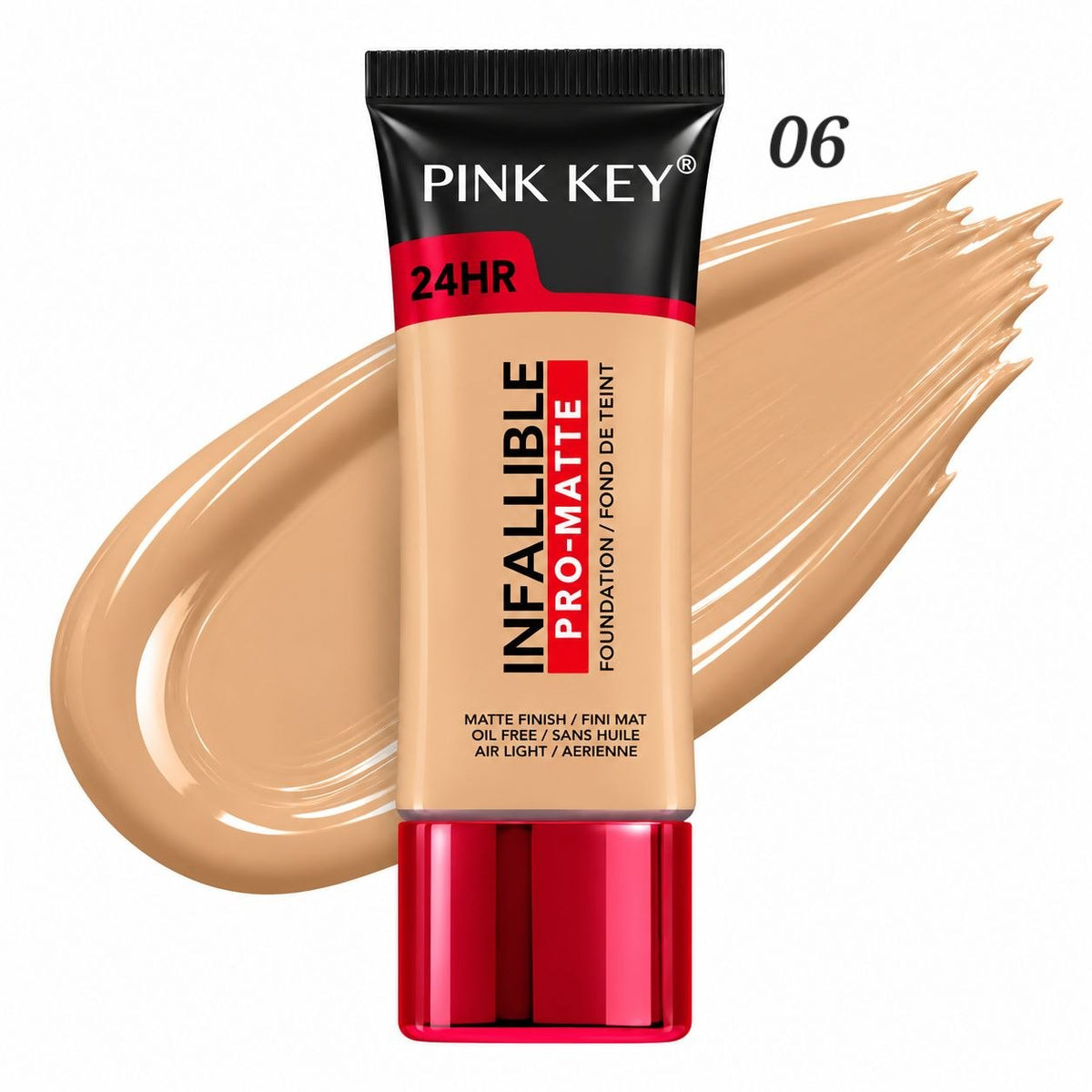 BASE DE MAQUILLAJE LÍQUIDA ACABADO MATE ECONÓMICA PINK KEY 24H