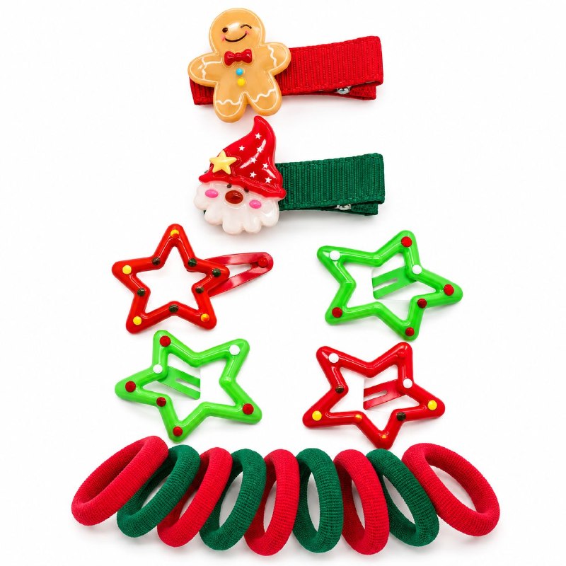 SET DE ACCESORIOS PARA EL CABELLO CON DISEÑOS NAVIDEÑOS PARA NIÑAS