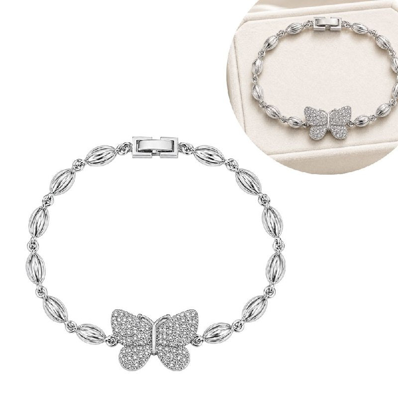 PULSERA DE ENCHAPE PARA DAMA CON DISEÑO DE MARIPOSA 19CM