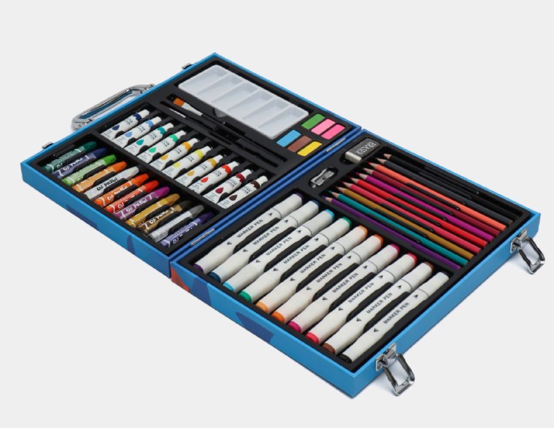 ESTUCHE DE ARTE Y DIBUJO CREATIVO PARA NIÑOS 53 PIEZAS AZUL ASTRONAUTA