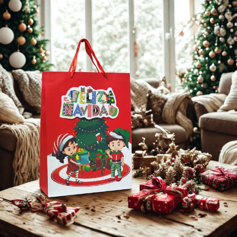BOLSA DE REGALO NAVIDEÑA GRANDE 30X40X12CM