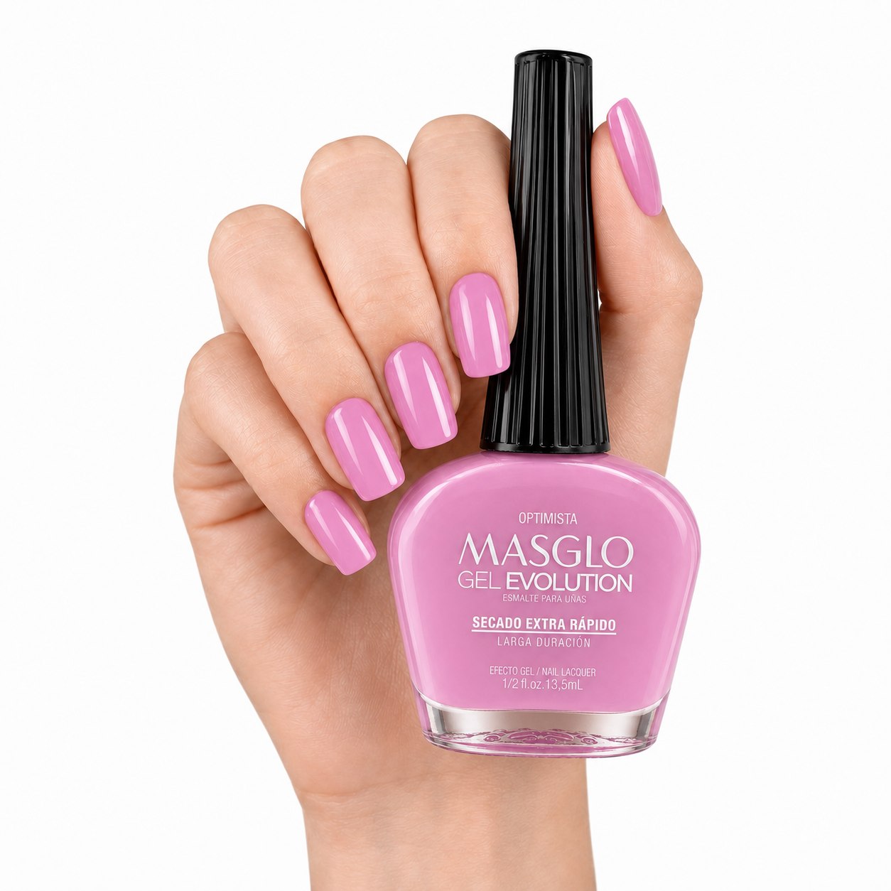 ESMALTE DE UÑAS CON EFECTO GEL DE SECADO EXTRA RÁPIDO MASGLO GEL EVOLUTION PASO 2 "ESTILO OPTIMISTA" 13.5 ML