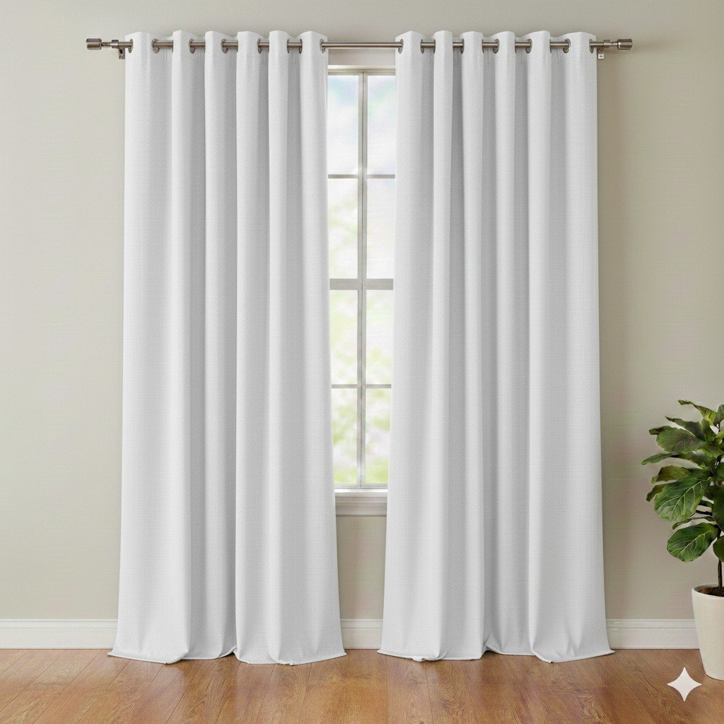 CORTINA BLACKOUT COLOR BLANCO CON OJALES DE METAL 1 PANEL HPC POLO 132X228CM