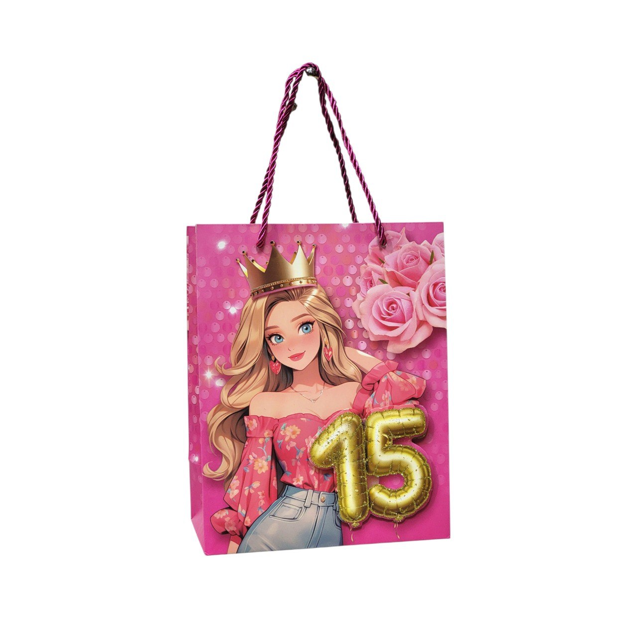 BOLSA DE REGALO PARA 15 AÑOS PEQUEÑA  23x18x10CM