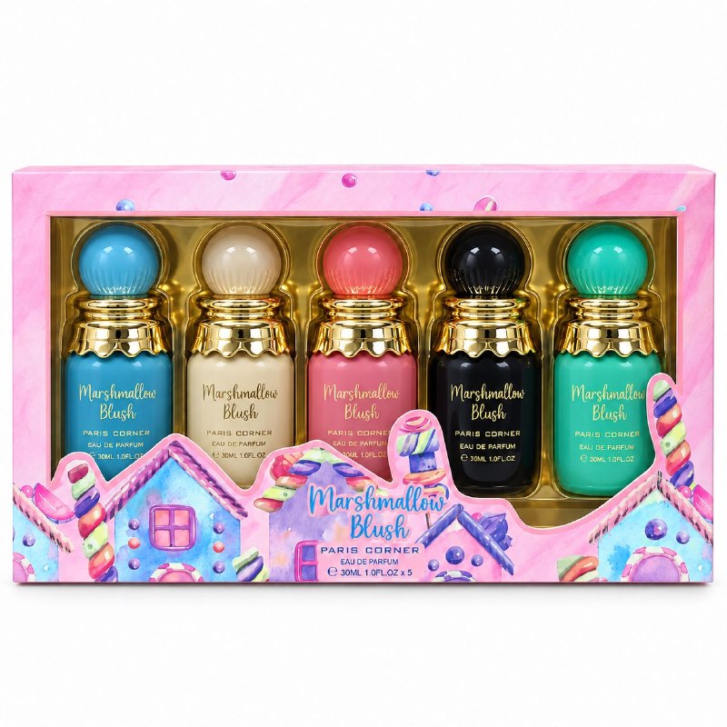 SET PARIS CORNER MINI MARSHMALLOW BLUSH EDP 30MLX5PCS (M) (AROMA SIMILAR PARIS CORNER MARSHMALLOW BLUSH)