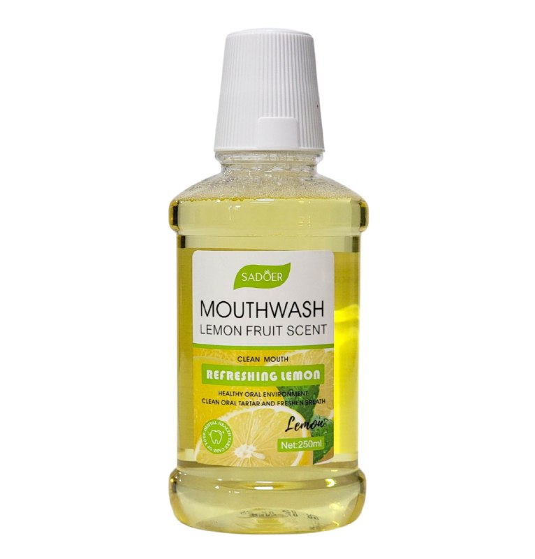 ENJUAGUE BUCAL REFRESCANTE SIN ALCOHOL CON AROMA A FRUTA DE LIMON SADOER 250ML