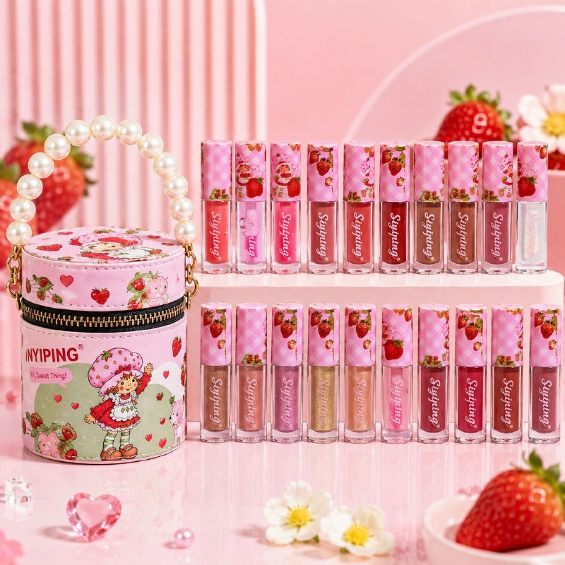 ESTUCHE DE LABIALES LÍQUIDOS ROSITA FRESITA, STITCH Y LABUBU SIYIPING EDICIÓN COLECCIONABLE 20 TONOS