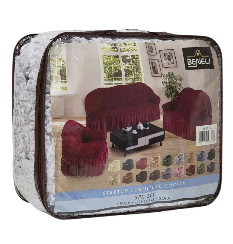 SET DE FORROS ELASTICOS DE MUEBLES, JUEGO DE 3 PIEZAS PARA MUEBLES VARIOS COLORES BENELI HOME