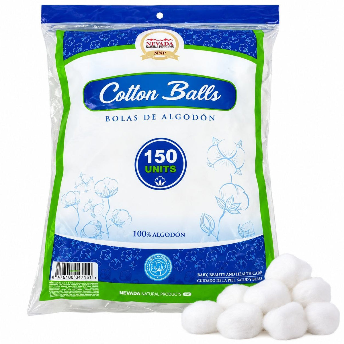 BOLAS DE ALGODÓN 100% PURO NEVADA 150 UND