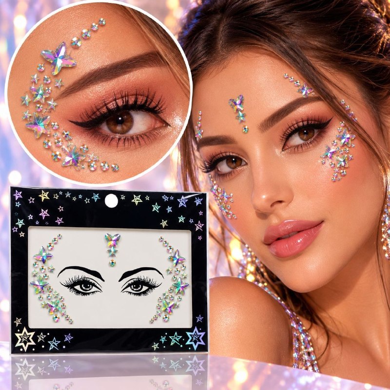 SET DE JOYAS DECORATIVAS ADHESIVAS PARA ROSTRO Y CUERPO PARTY JOY