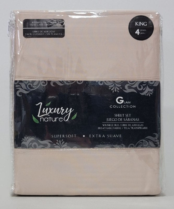 JUEGO DE SABANA CAMERA COMPLETO DE 4 PIEZAS KING LUXURY NATURE GLAM COLLECTION