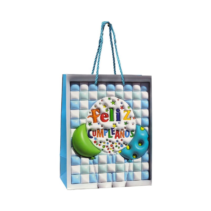 BOLSA DE REGALO FELIZ CUMPLEAÑOS PEQUEÑA 18X10X23CM