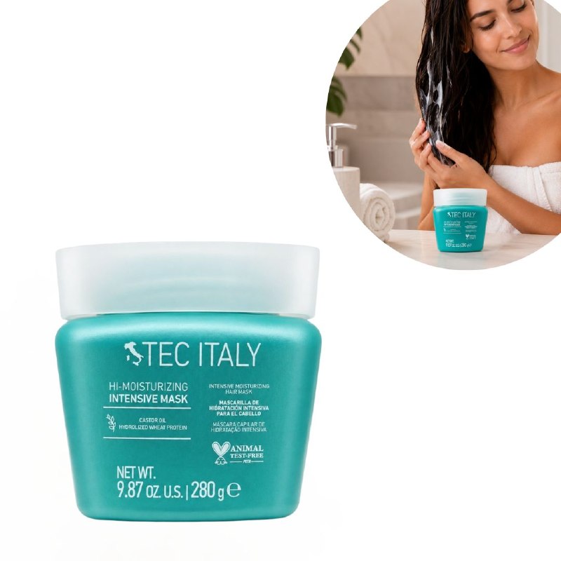 MASCARILLA PARA EL CABELLO HIDRATACION INTENSIVA CON ACEITE DE RICINO Y PROTEINA DE TRIGO HIDROLIZADA TEC ITALY 280G