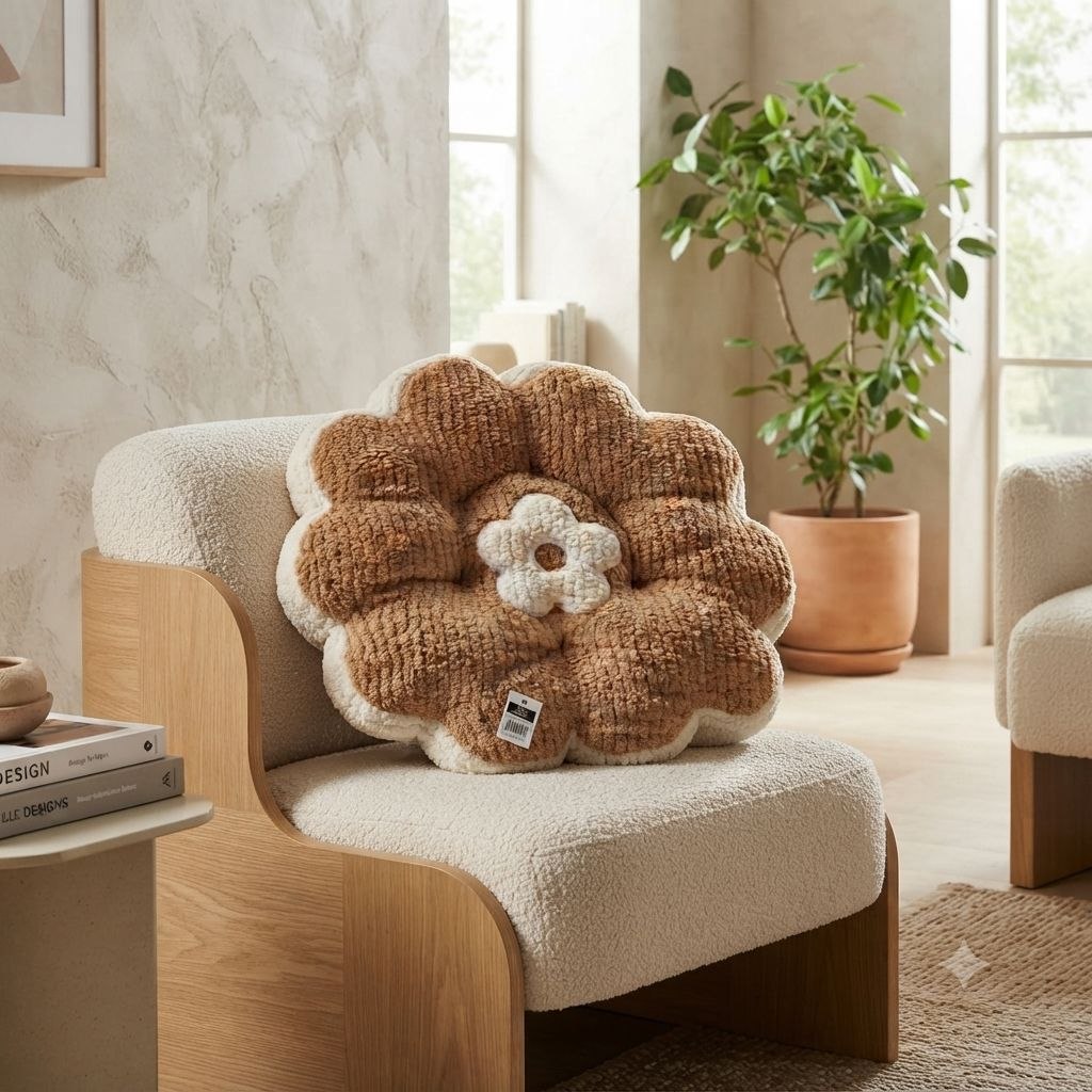 COJÍN EN FORMA DE FLOR PREMIUM ASIENTO DE PANA SUAVE Y DISEÑO ERGONÓMICO BICOLOR 42x46.3 CM