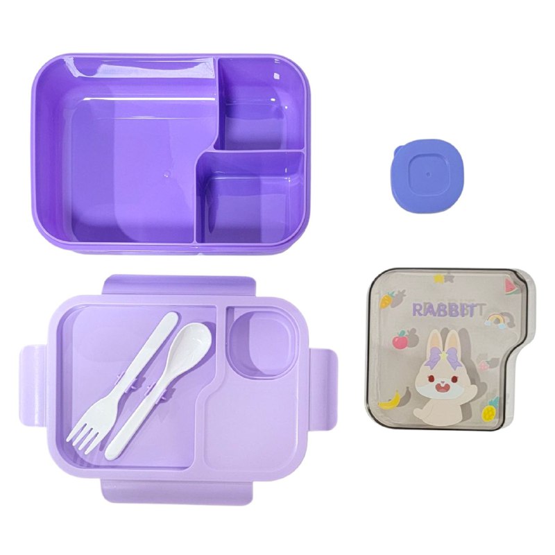LONCHERA EN KIT CON SEPARADOR, CUBIERTOS Y PAILA PARA SALSA 3 COLORES