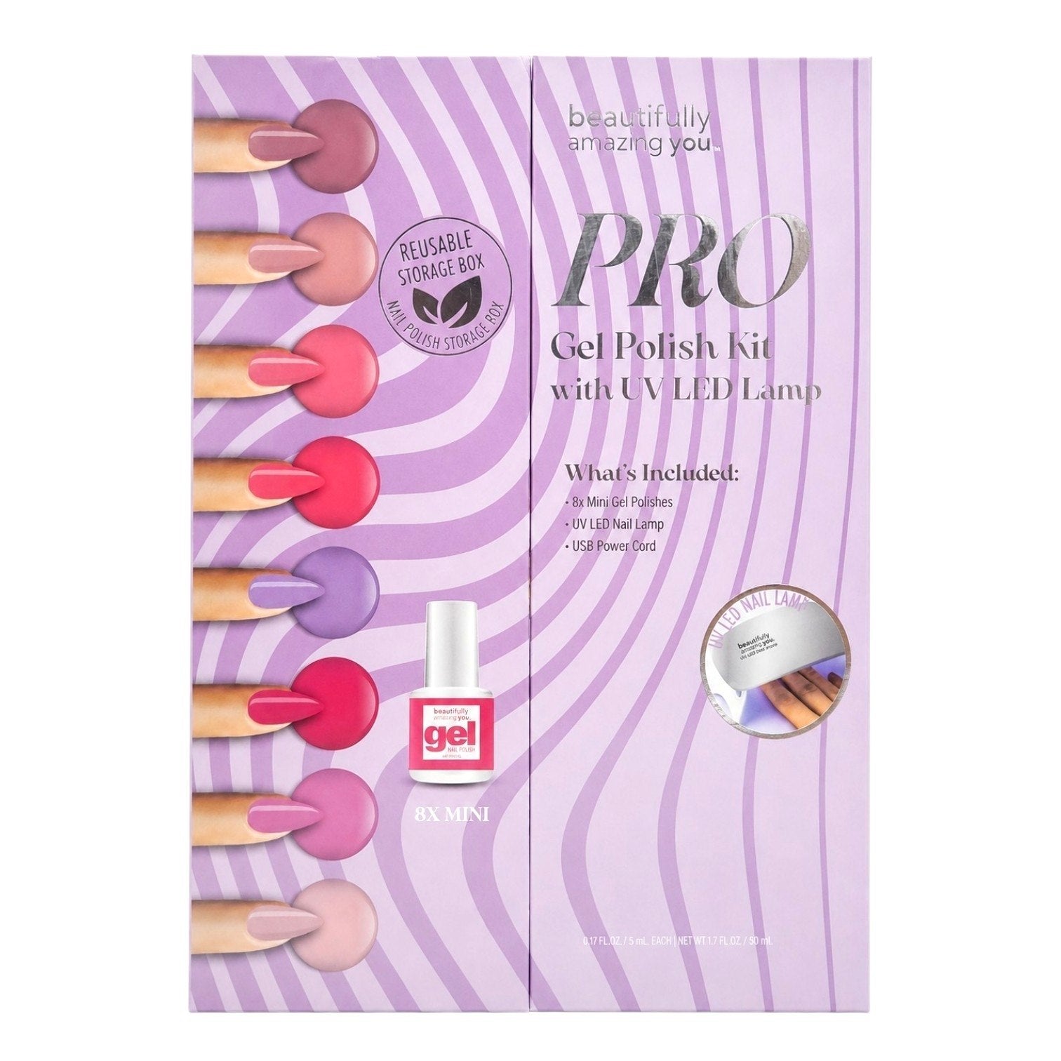 KIT DE UÑAS PERMANENTES CON LAMPARA CON TECNOLOGIA UV LED USB GRIS BEAUTIFULLY AMAZING