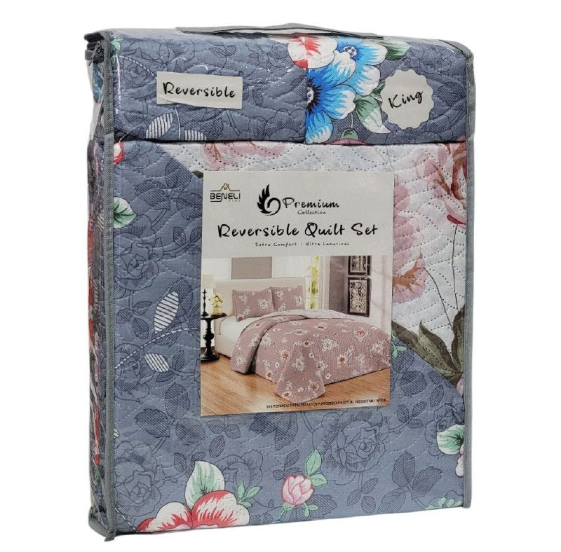 JUEGO DE SABANAS CAMERA TIPO EDREDON REVERSIBLE DE 3PCS KING BENELI HOME