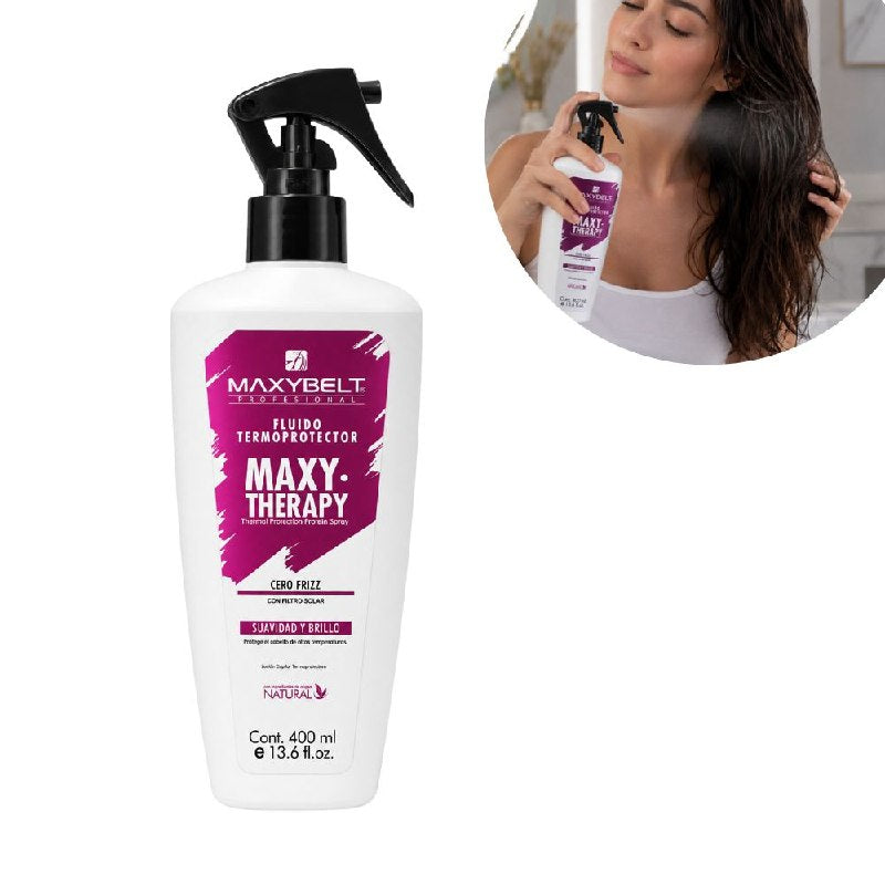 PROTECTOR TERMICO CAPILAR EN SPRY CON FILTROS UV Y AGENTES ANTI FRIZZ MAXYBELT 400ML
