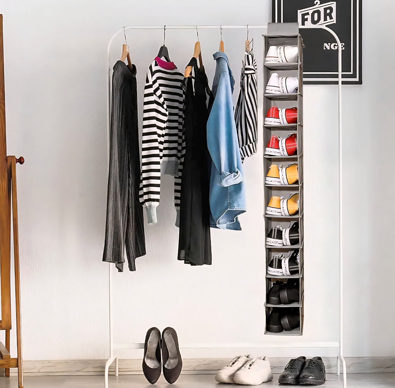 ORGANIZADOR PARA ROPERO RESISTENTE A LA HUMEDAD DE 10 ESPACIOS DURADEROS COLOR GRIS 30X15X120CM BENELI HOME