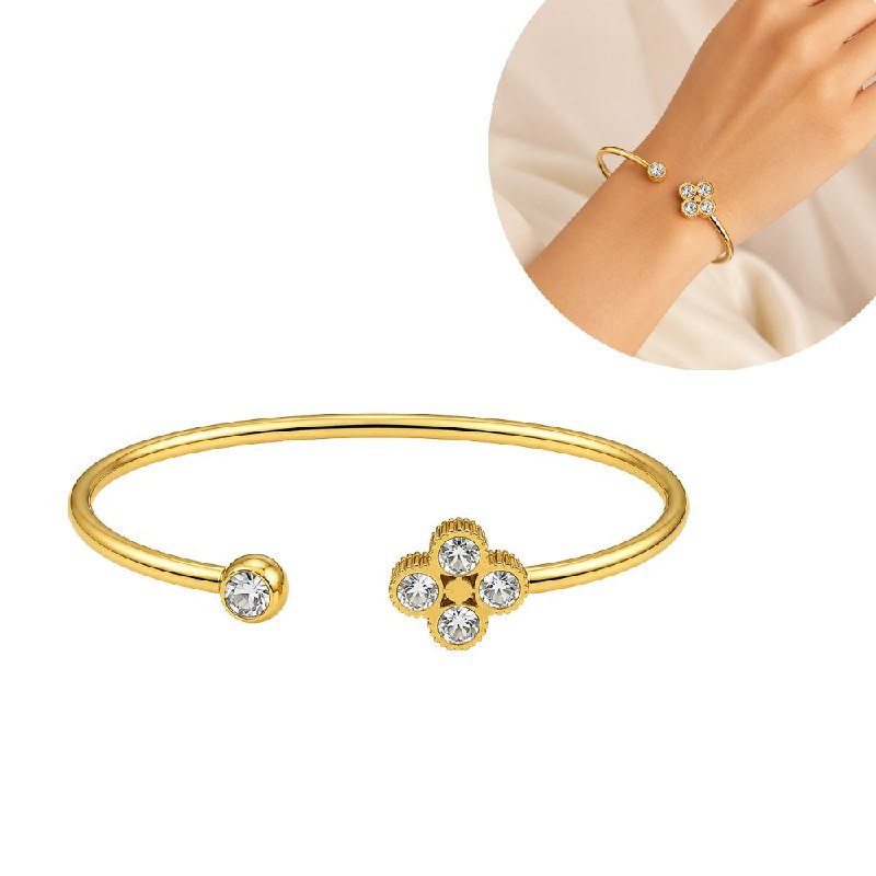 PULSERA DE ENCHAPE PARA DAMA CON DISEÑO DE FLOR 7CM