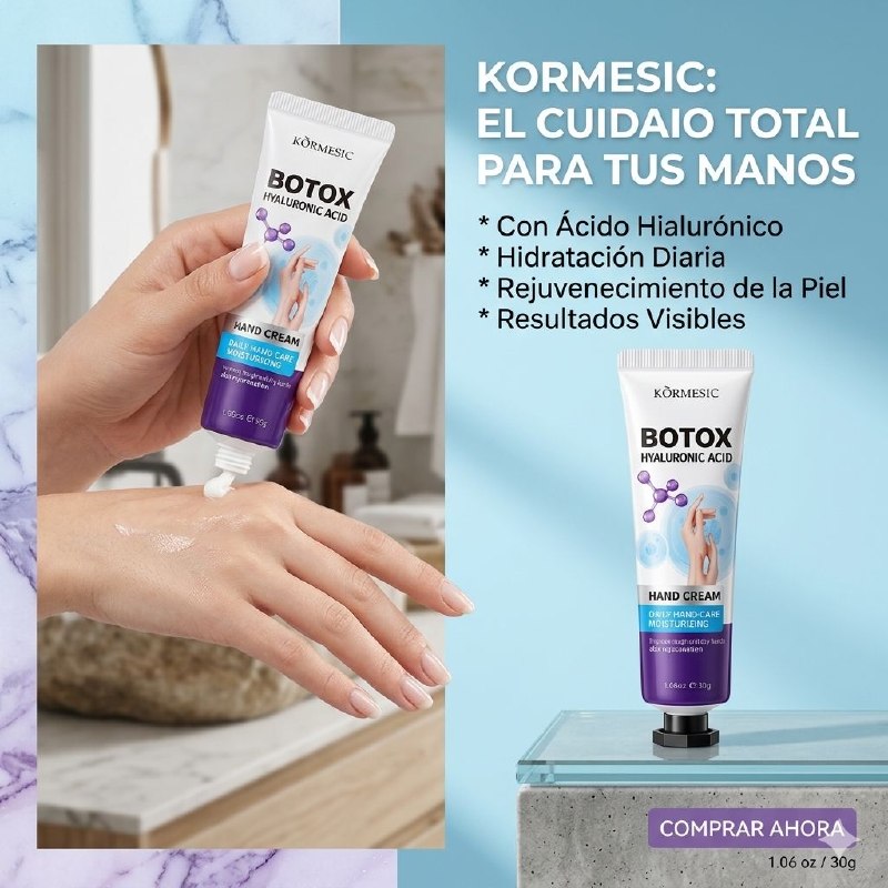 CREMA PARA MANOS DE ACIDO HIALURONICO ULTRA HIDRATANTE Y REPARADOR KORMESIC 30G