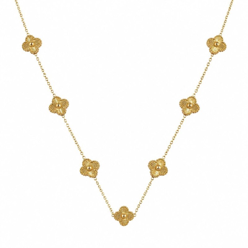 GARGANTILLA DE ENCHAPE PARA DAMA CON DISEÑO DE FLOR 2.1CM (DUPE DE VAN CLEEF)