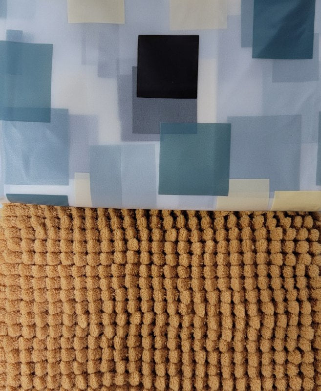 CORTINA DE DUCHA EN SET DE 2 PIEZAS TAPETE 40X60CM, CORTINA Y GANCHOS 180X180CM BENELI HOME