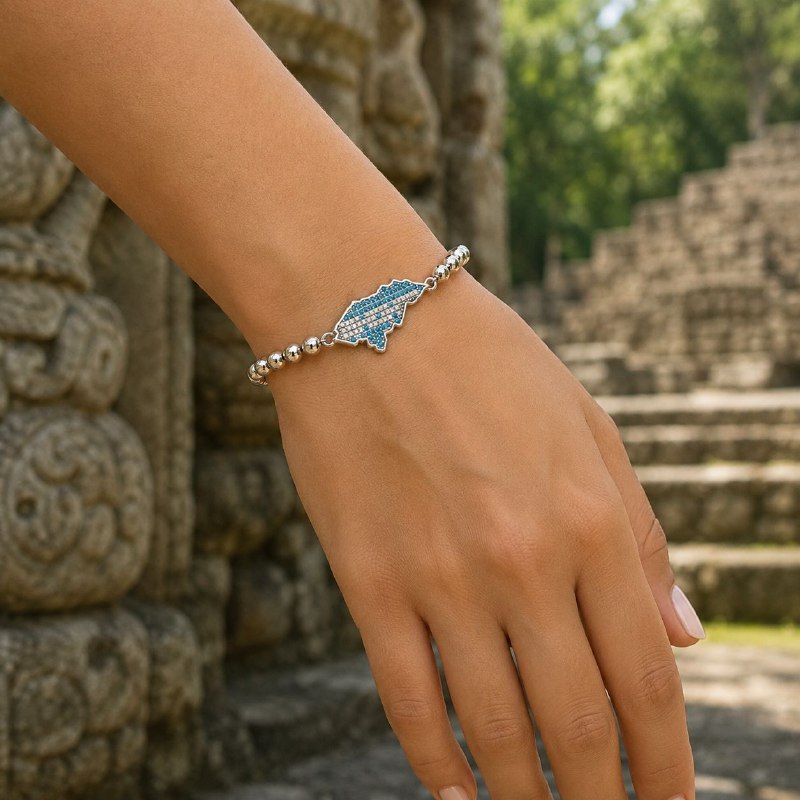 PULSERA DE ENCHAPE ELASTICA PARA DAMA CON DISEÑO DE HONDURAS