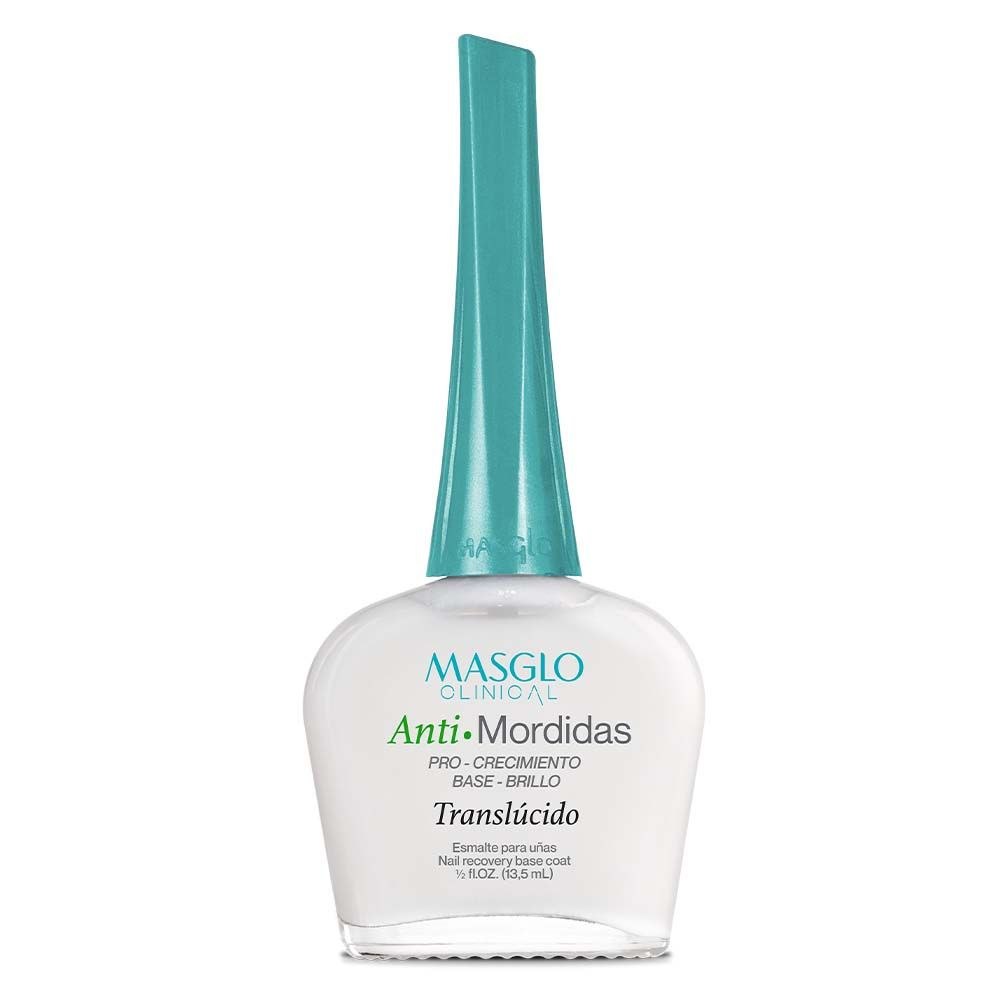 ESMALTE PARA UÑAS DOBLE ACCIÓN ANTI MORDIDAS PRO-CRECIMIENTO BASE-BRILLO MASGLO CLINICAL 13.5ML
