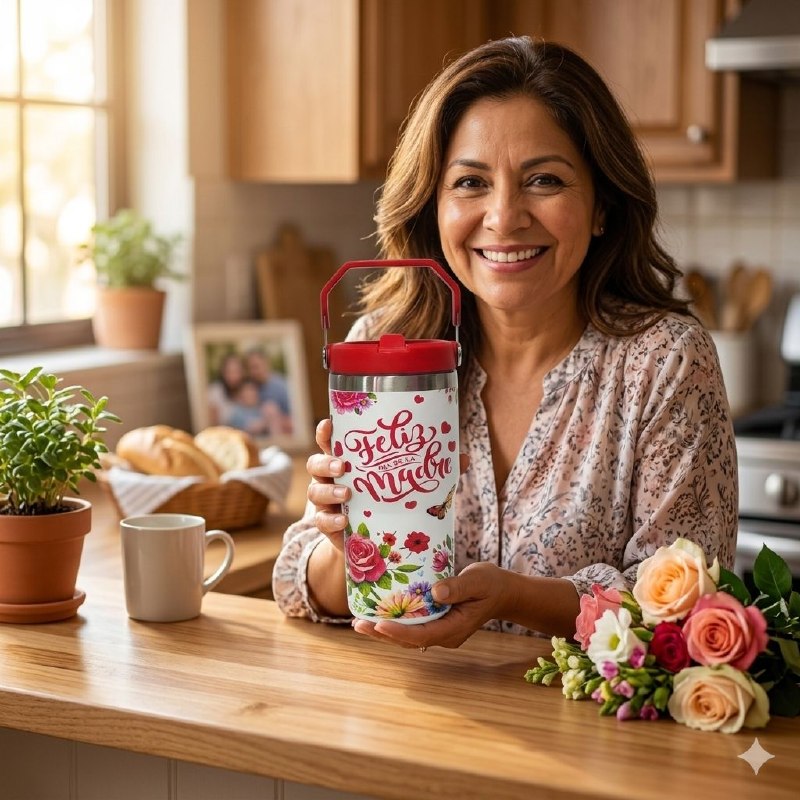 TERMO PORTATIL DE ALTA RESISTENCIA DE ACERO INOXIDABLE DEL DIA DE LAS MADRES 600ML