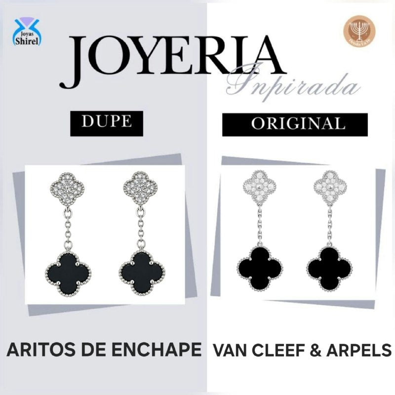 ARITOS DE ENCHAPE PARA DAMA CON DISEÑO DE FLOR 2.6CM (DUPE DE VAN CLEEF)