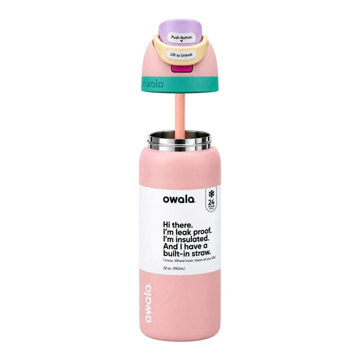 BOTELLA TÉRMICA REUTILIZABLE CON PAJILLA INTEGRADA OWALA 24OZ (710ML)