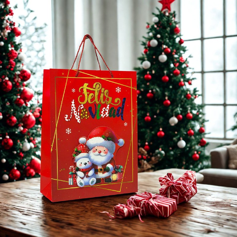 BOLSA DE REGALO NAVIDEÑA MEDIANA 26X32X10CM