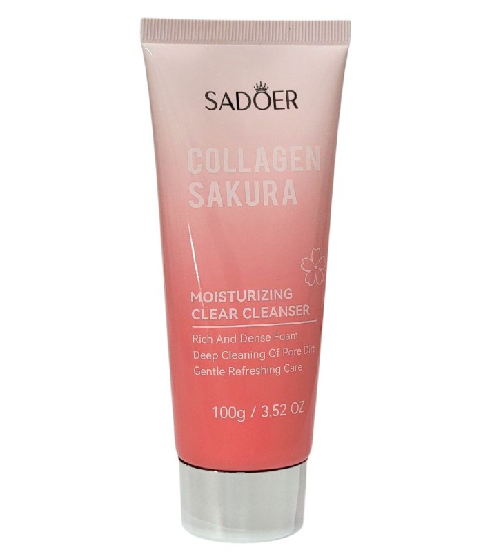 GEL LIMPIADOR FACIAL TRANSPARENTE E HIDRATANTE CON EXTRACTO DE FLOR DE CEREZO Y COLAGENO SADOER 100G